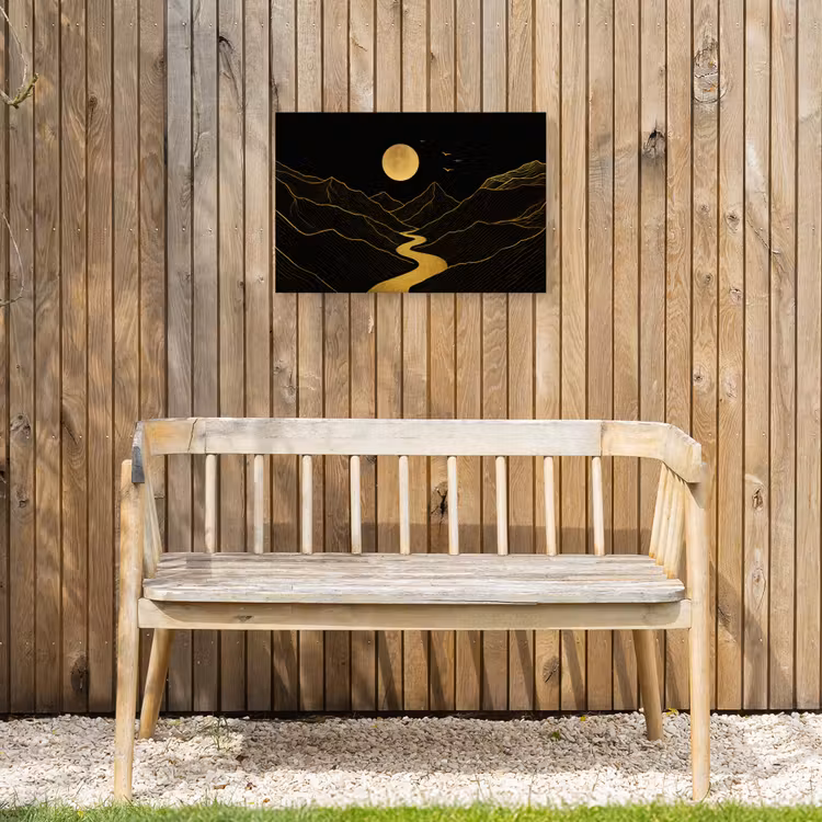 Buiten canvas - Rivier - Goud - Maan - Vogels — 3