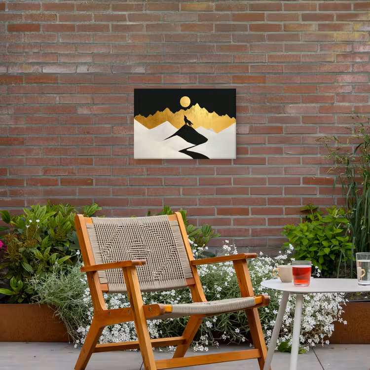 Buiten canvas - Wolf - Bergen - Maan - Zwart — 2