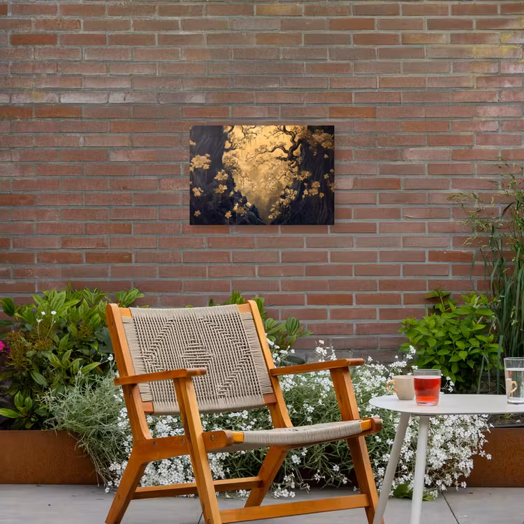 Buiten canvas - Bloemen - Takken - Goud - Sierlijk — 2
