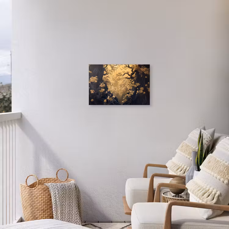 Buiten canvas - Bloemen - Takken - Goud - Sierlijk — 4
