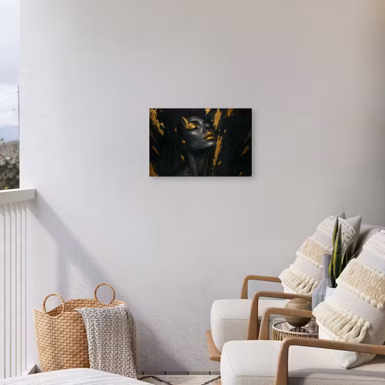 Buiten canvas - Gezicht - Vrouw - Verfspatten - Abstract — 4
