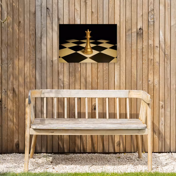 Buiten canvas - Koningin - Schaakstuk - Geblokt - Goud — 3