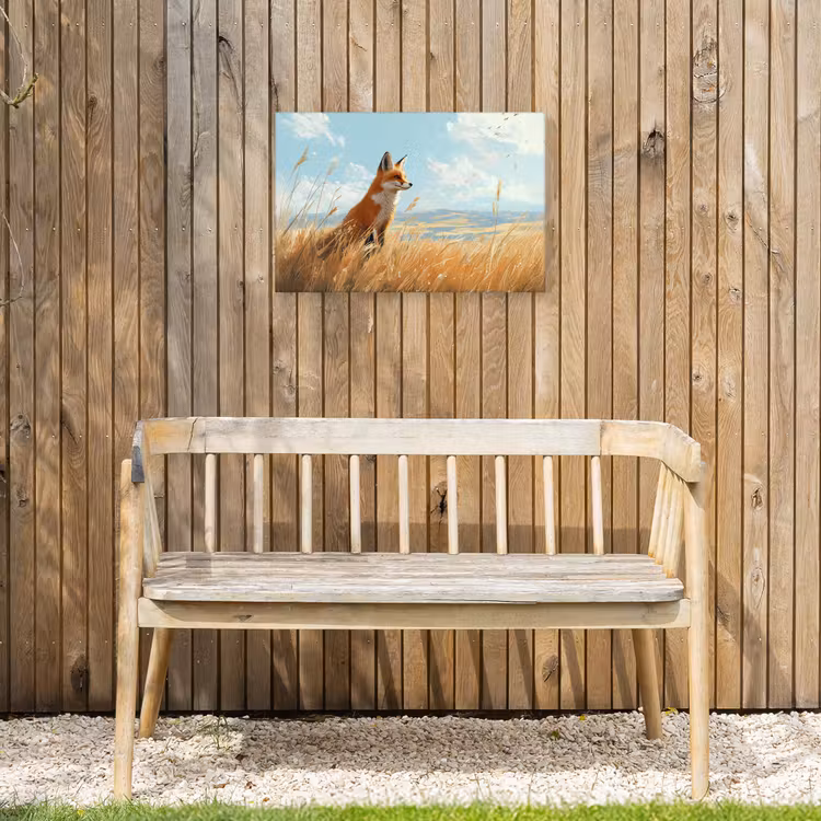 Buiten canvas - Vos - Gras - Wolken - Oranje — 3