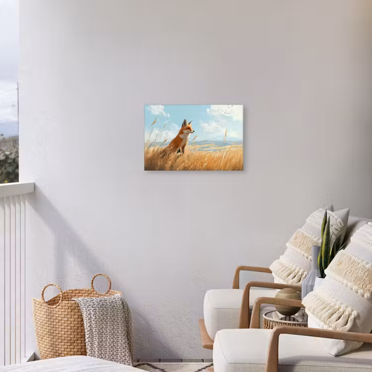 Buiten canvas - Vos - Gras - Wolken - Oranje — 4