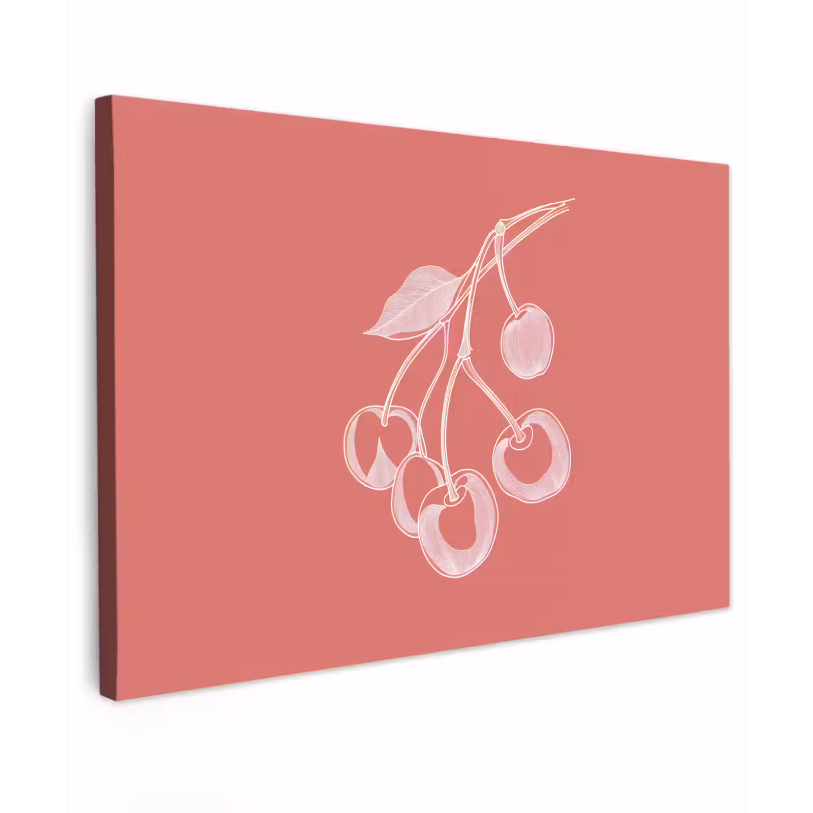 Buiten canvas - Lijnillustratie - Kersen - Tak - Wit — 1