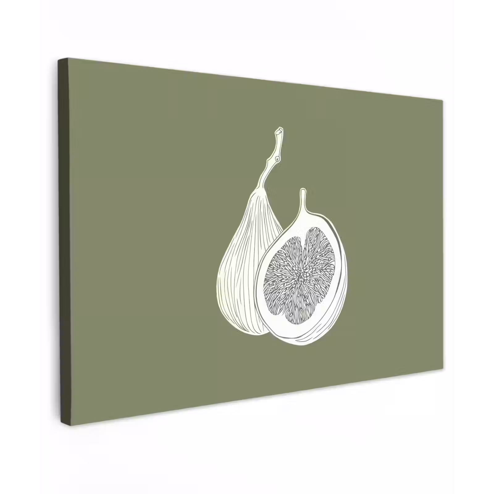 Buiten canvas - Vijgen - Minimalistisch - Getekend - Mosgroen — 1
