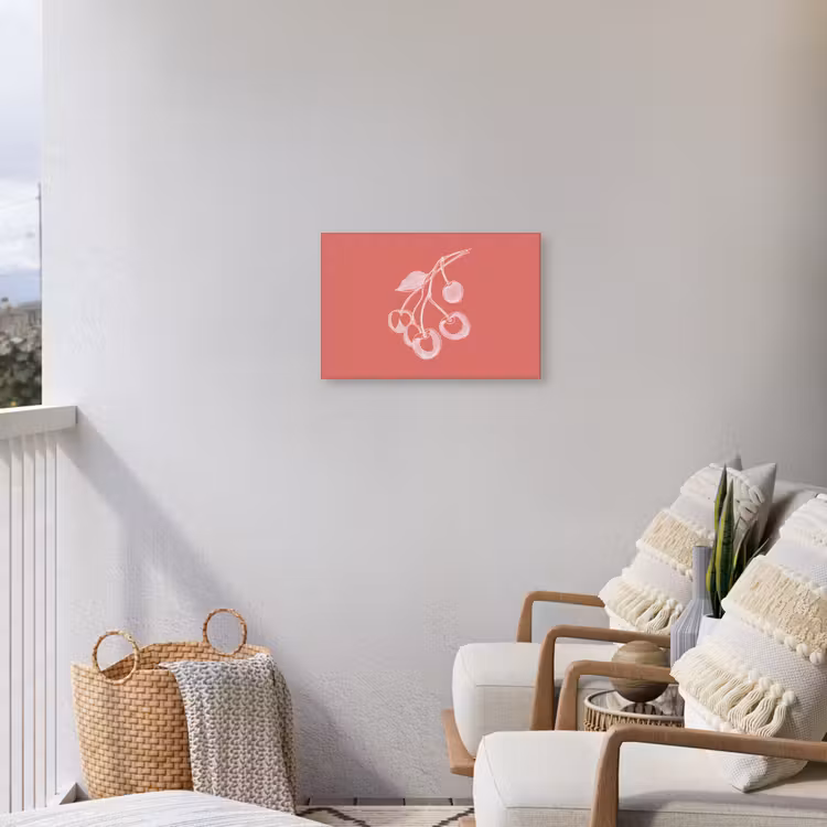 Buiten canvas - Lijnillustratie - Kersen - Tak - Wit — 4