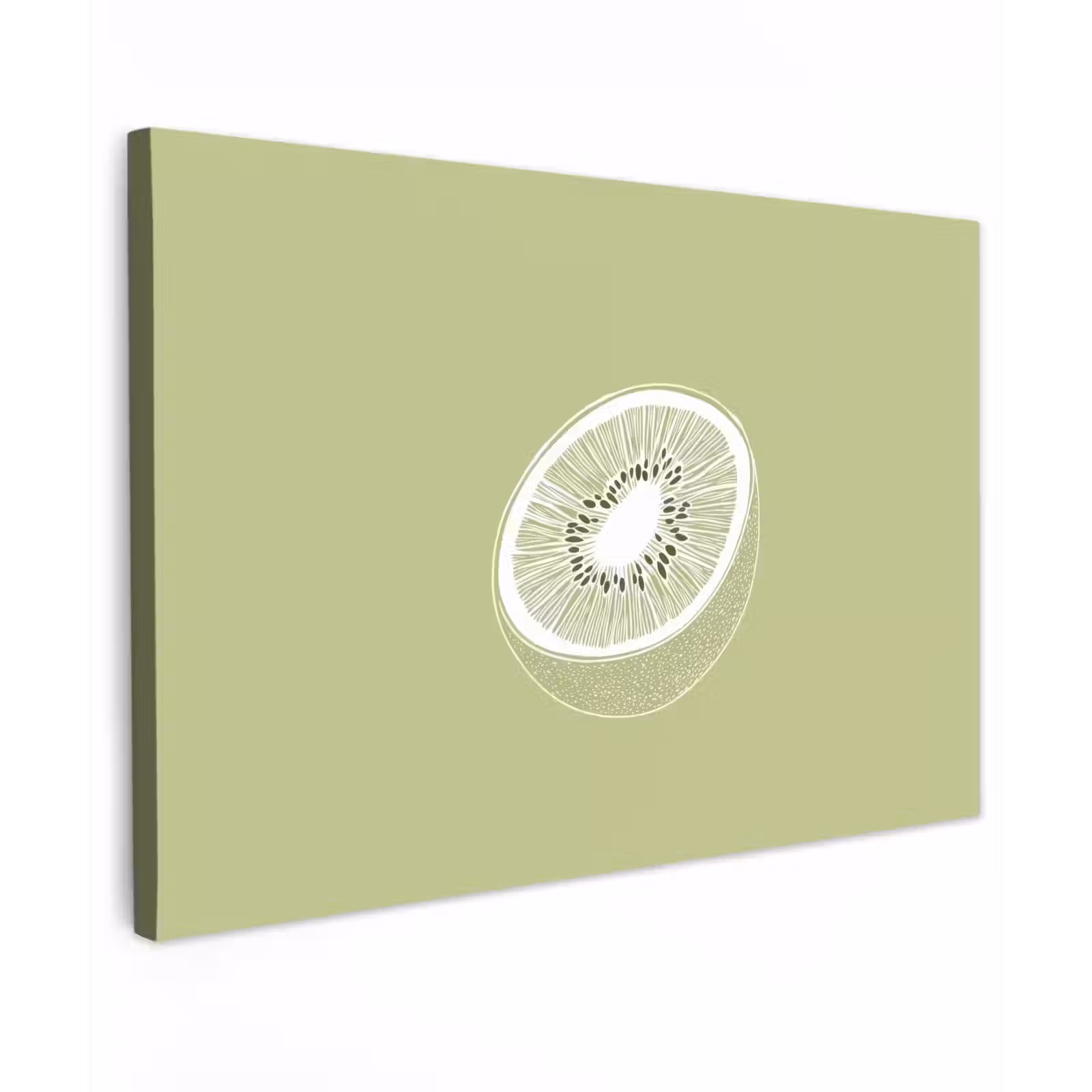 Buiten canvas - Kiwi - Lijntekening - Minimalistisch - Groen — 1
