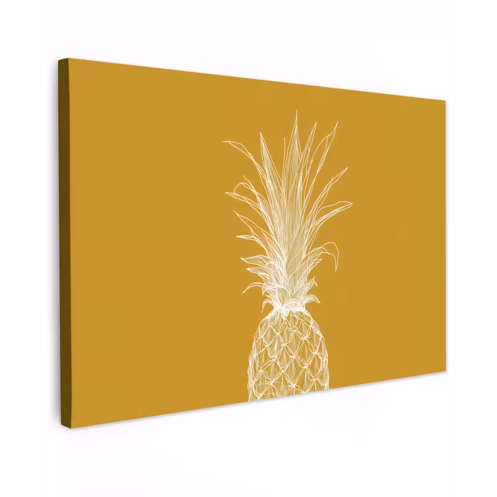 Buiten canvas - Lijnillustratie - Ananas - Bladkroon - Okergeel — 1