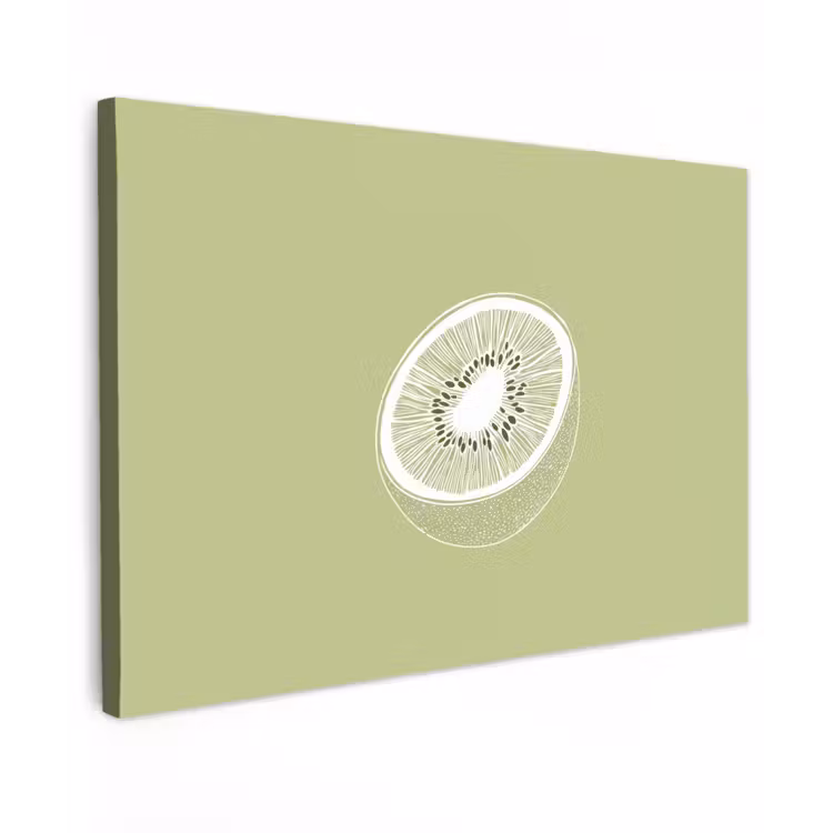 Buiten canvas - Kiwi - Lijntekening - Minimalistisch - Groen — 1