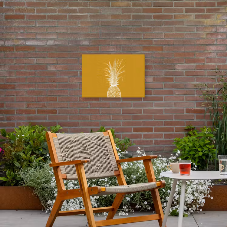 Buiten canvas - Lijnillustratie - Ananas - Bladkroon - Okergeel — 2