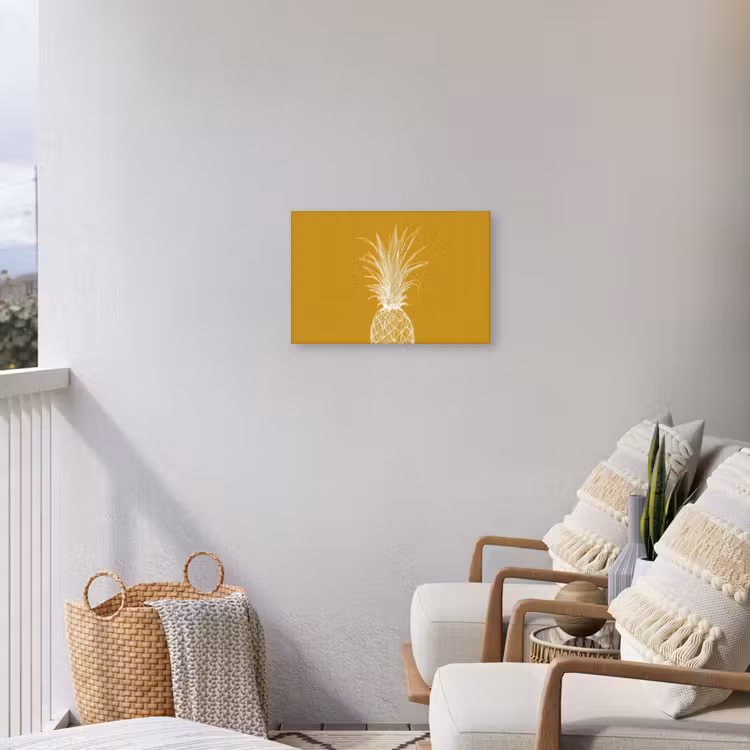 Buiten canvas - Lijnillustratie - Ananas - Bladkroon - Okergeel — 4