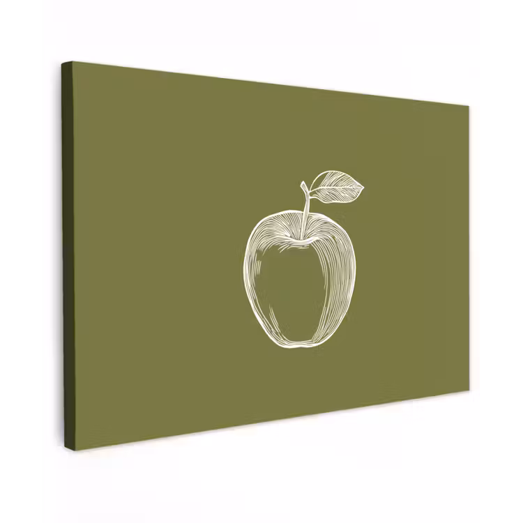 Buiten canvas - Lijntekening - Appel - Olijfgroen - Blaadje — 1