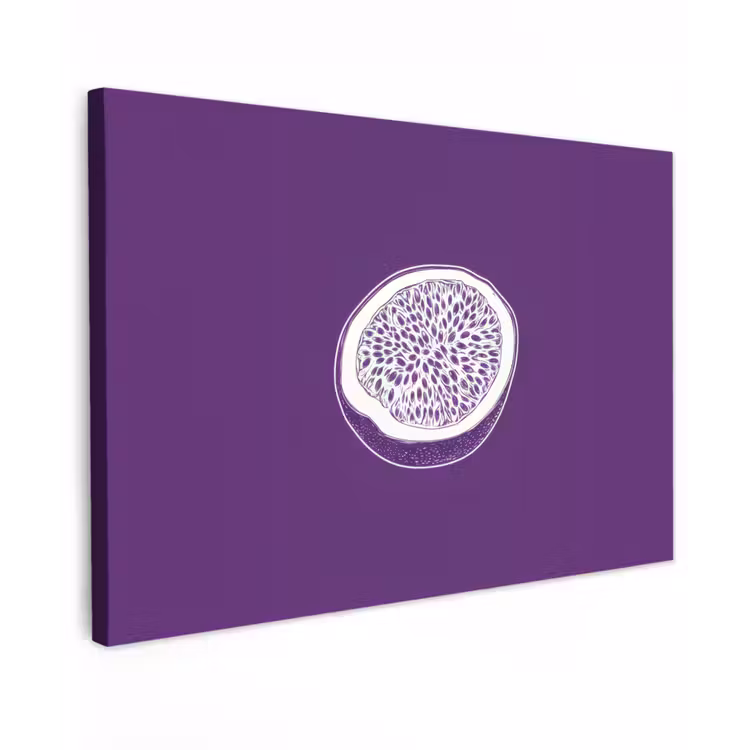 Buiten canvas - Passievrucht - Zaadjes - Paars - Minimalistisch — 1