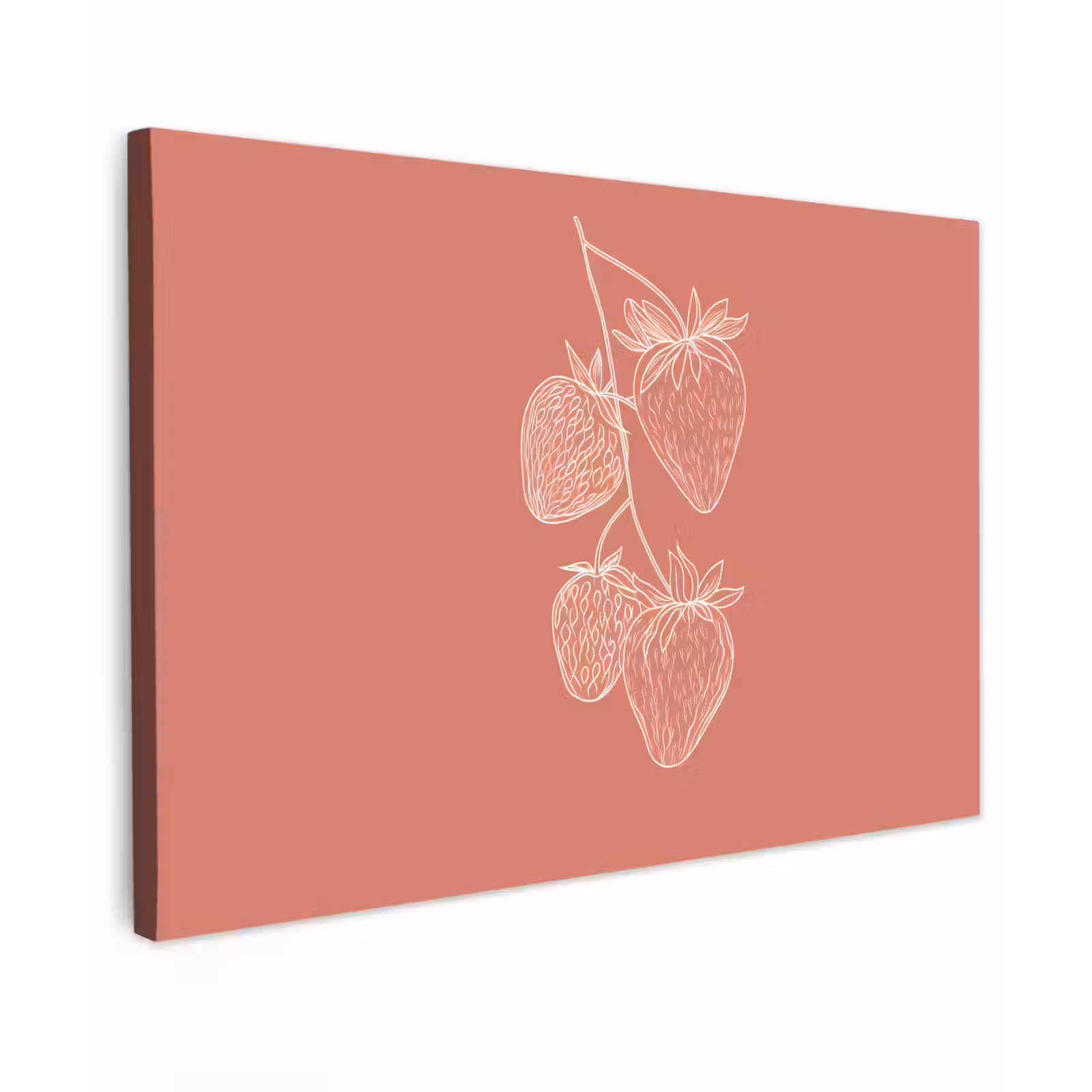 Buiten canvas - Minimalistisch - Illustratie - Aardbei - Tak — 1
