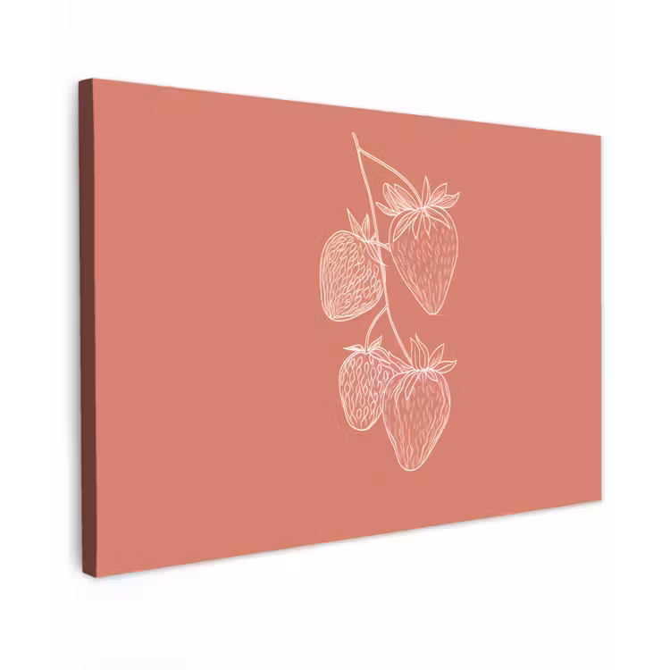 Buiten canvas - Minimalistisch - Illustratie - Aardbei - Tak — 1