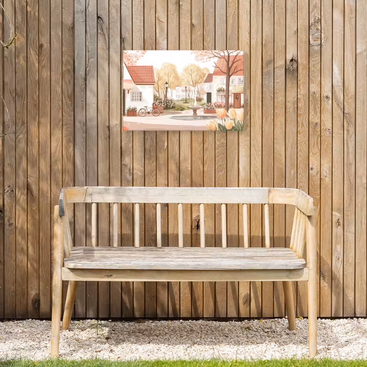Buiten canvas - Dorpsplein - Fontein - Tulpen — 3