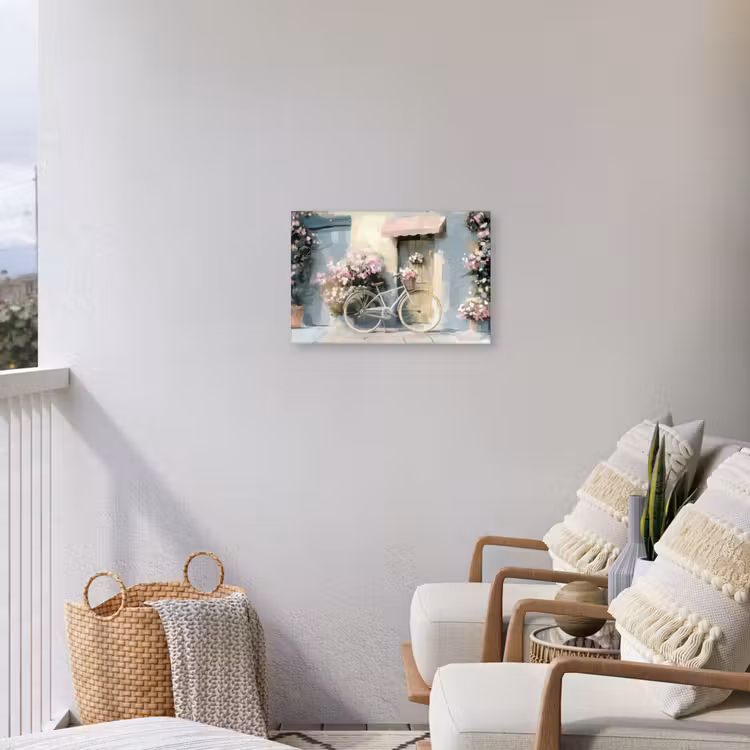 Buiten canvas - Fiets - Pastelkleuren - Bloemen — 4