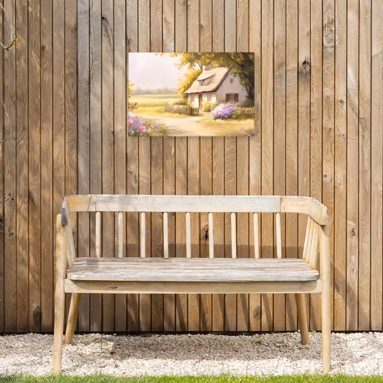 Buiten canvas - Huisje - Hout - Bloemen — 3
