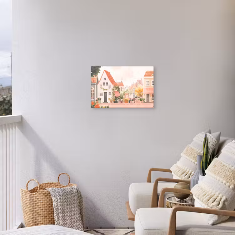 Buiten canvas - Bloemen - Huizen - Dorp — 4