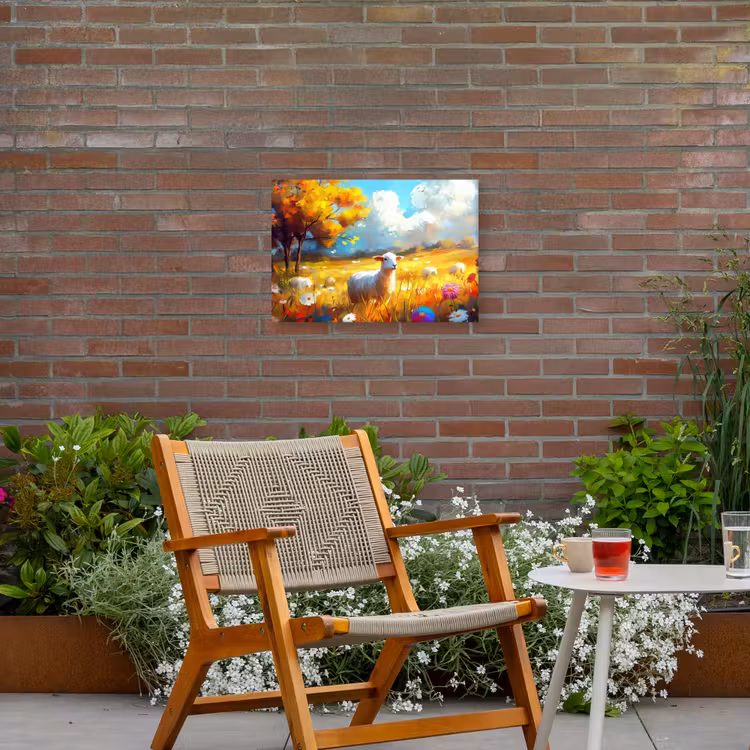 Buiten canvas - Schaap - Weide - Bloemen — 2