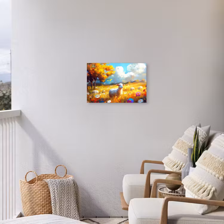 Buiten canvas - Schaap - Weide - Bloemen — 4