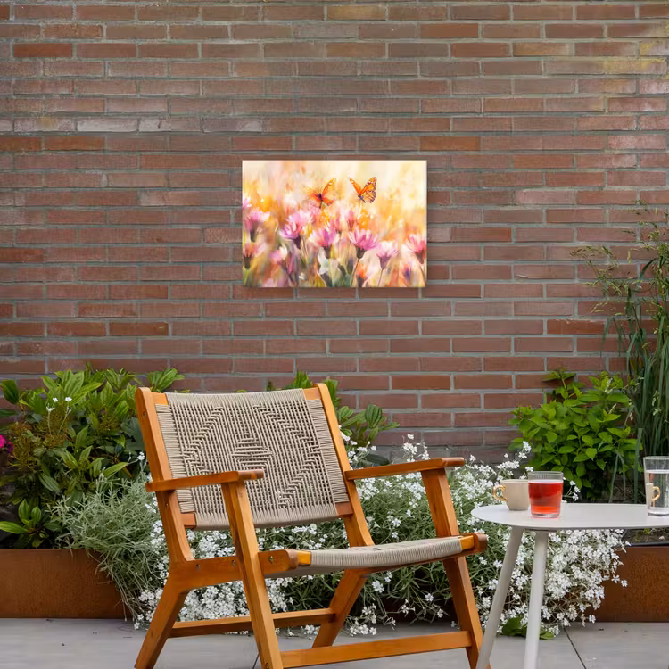 Buiten canvas - Vlinders - Oranje - Bloemen — 2