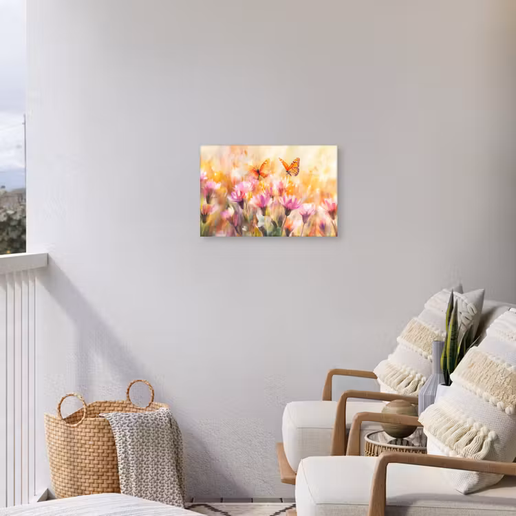Buiten canvas - Vlinders - Oranje - Bloemen — 4