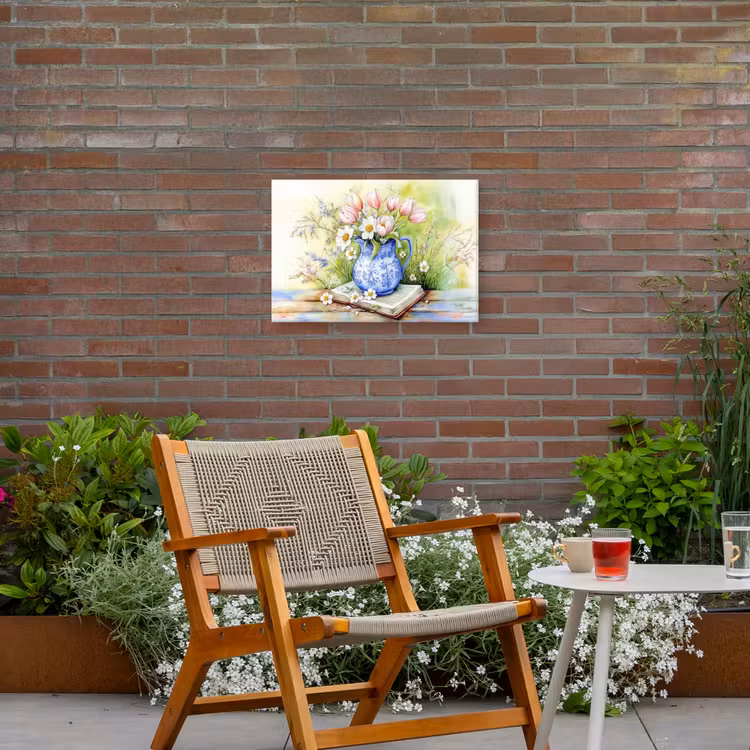 Buiten canvas - Vaas - Delftsblauw - Madeliefjes — 2