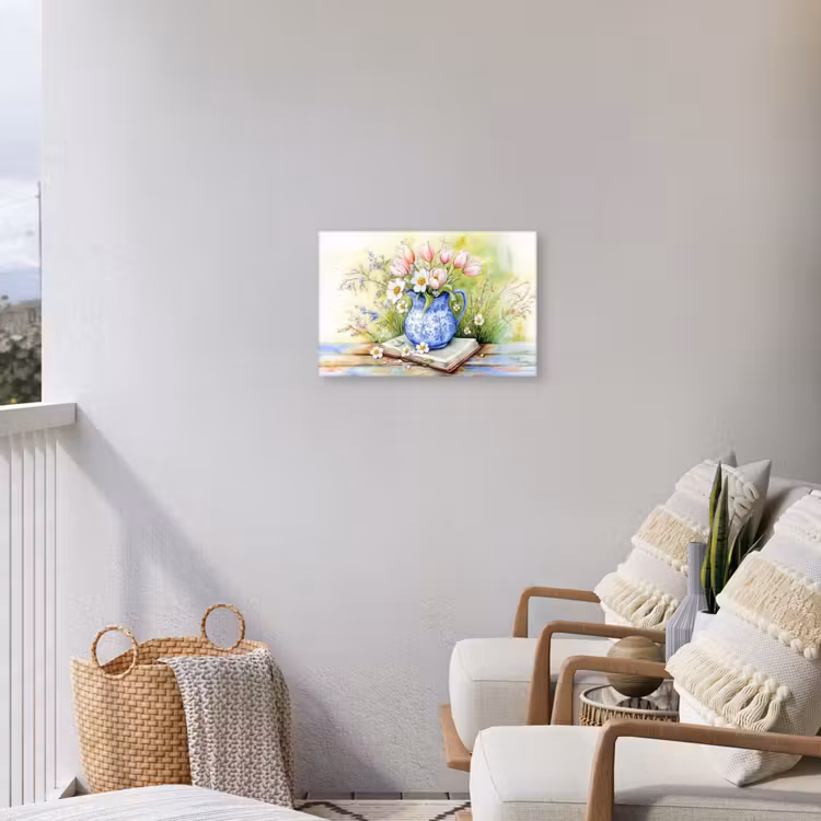 Buiten canvas - Vaas - Delftsblauw - Madeliefjes — 4