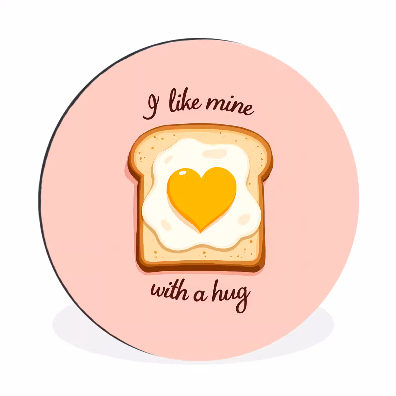 Wandcirkel - aluminium - Brood - Illustratie - Quote - Roze — 1