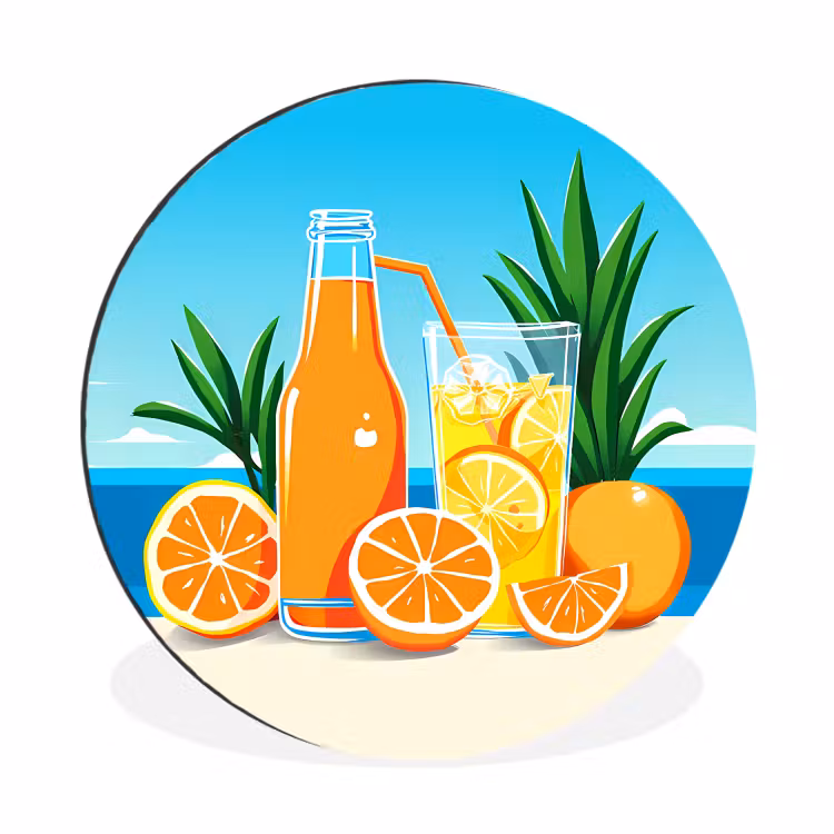 Wandcirkel - aluminium - Sinaasappels - Ijsblokjes - Zee - Illustratie — 1
