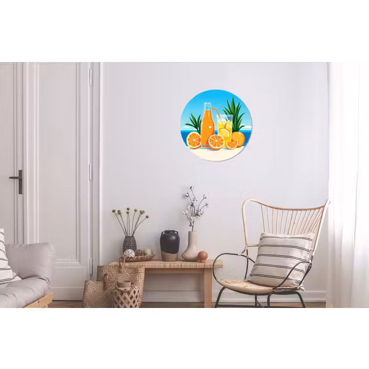 Wandcirkel - aluminium - Sinaasappels - Ijsblokjes - Zee - Illustratie — 2