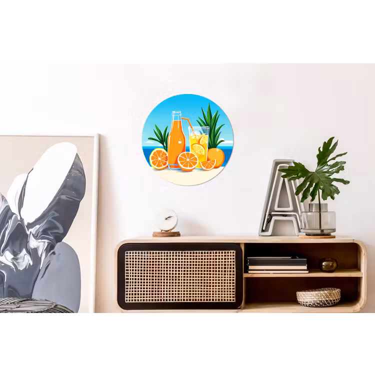 Wandcirkel - aluminium - Sinaasappels - Ijsblokjes - Zee - Illustratie — 3