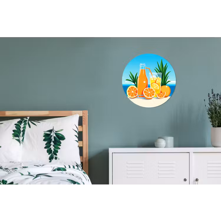 Wandcirkel - aluminium - Sinaasappels - Ijsblokjes - Zee - Illustratie — 4