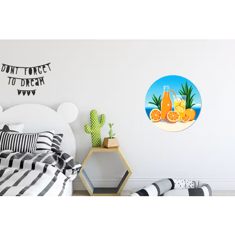 Wandcirkel - aluminium - Sinaasappels - Ijsblokjes - Zee - Illustratie — 5