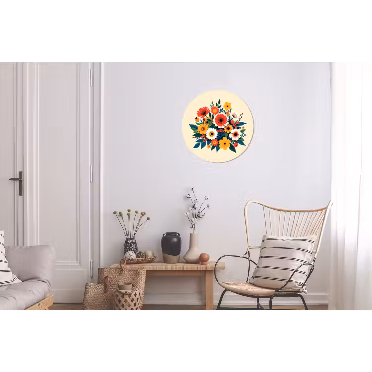 Wandcirkel - aluminium - Boeket - Bladeren - Illustratie - Kleurrijk — 2