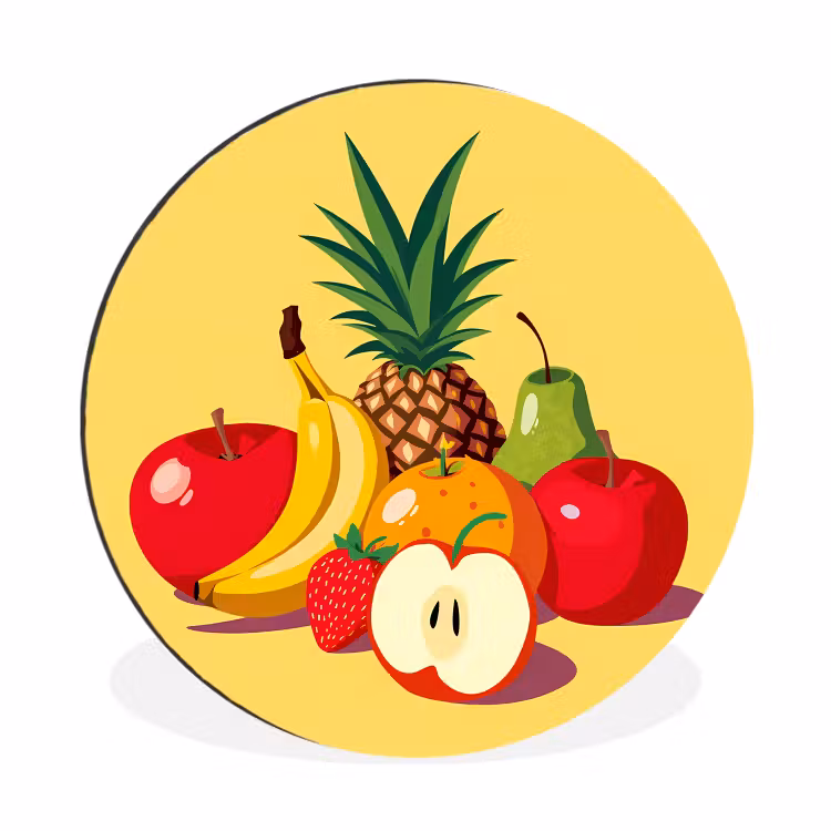 Wandcirkel - aluminium - Fruit - Illustratie - Kleurrijk — 1
