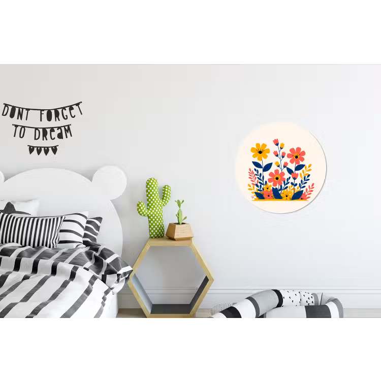 Wandcirkel - aluminium - Illustratie - Bloemen - Bladeren - Roze — 5
