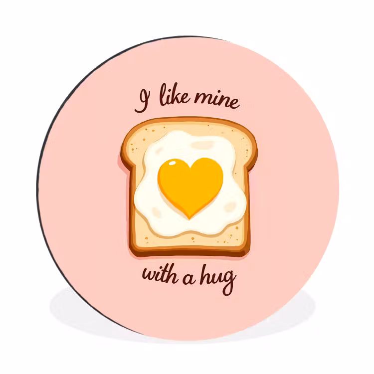 Wandcirkel - aluminium - Brood - Illustratie - Quote - Roze — 1