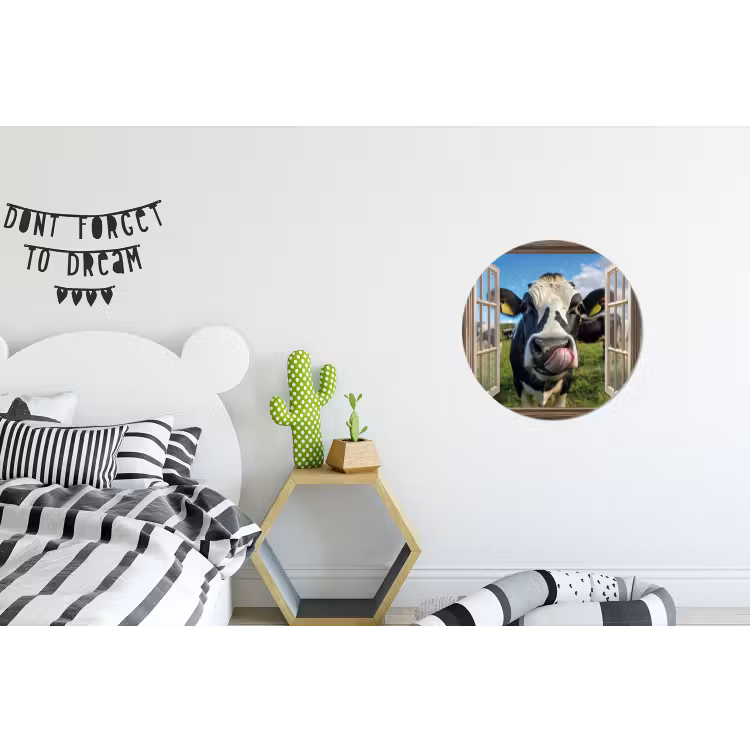 Wandcirkel - aluminium - Doorkijk - Koe - Weiland - Dieren - Natuur — 5
