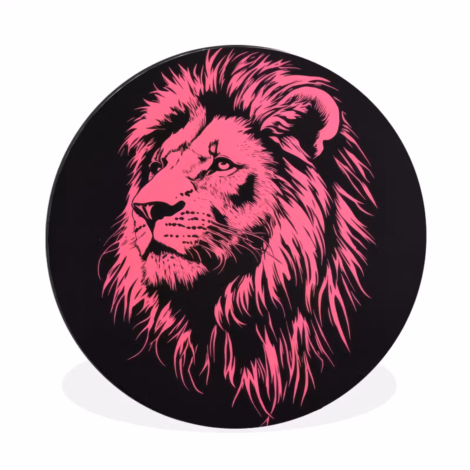 Wandcirkel Aluminium – Leeuw - Zwart - Roze - Neon — 1