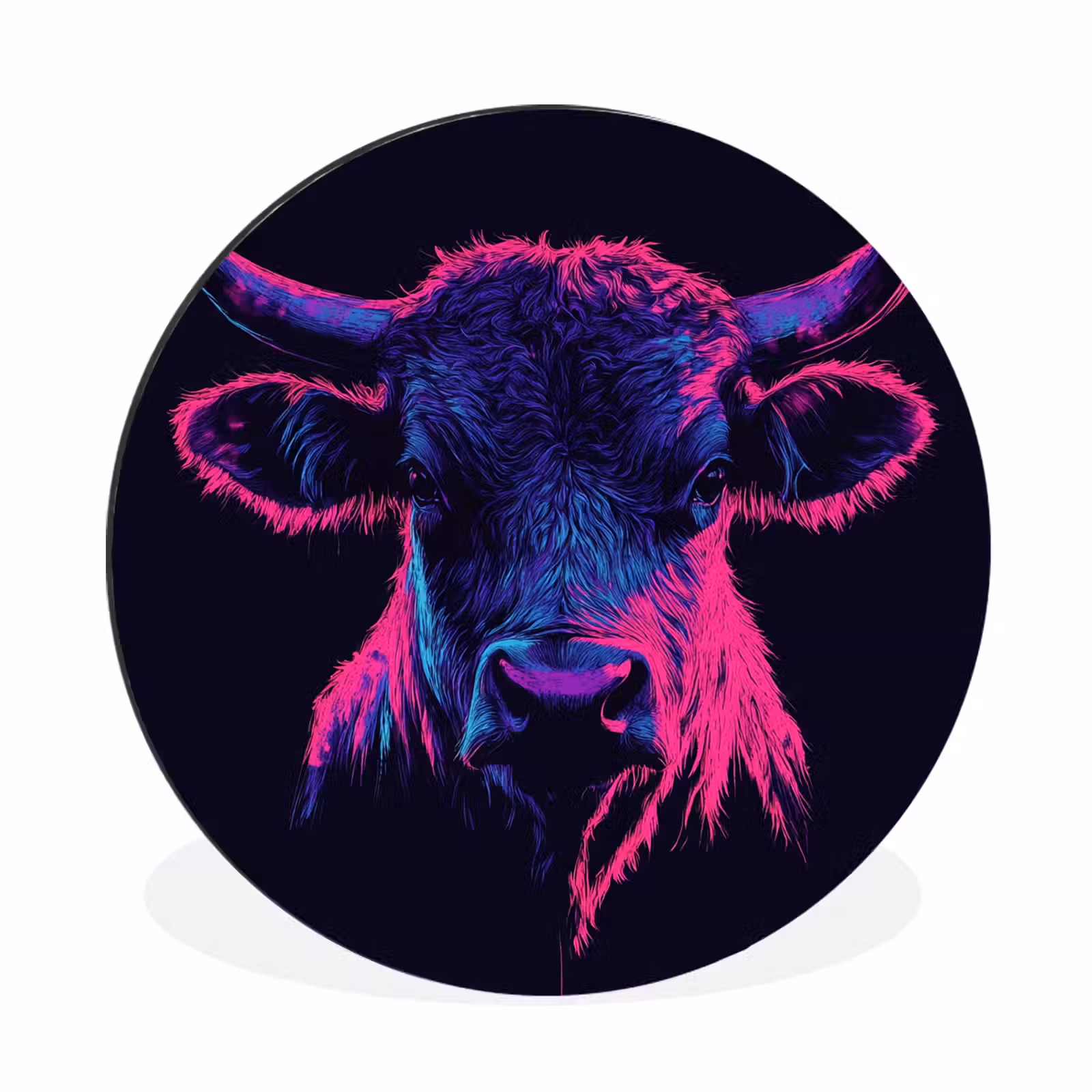 Wandcirkel Aluminium – Stier - Neon - Zwart - Kleur — 1