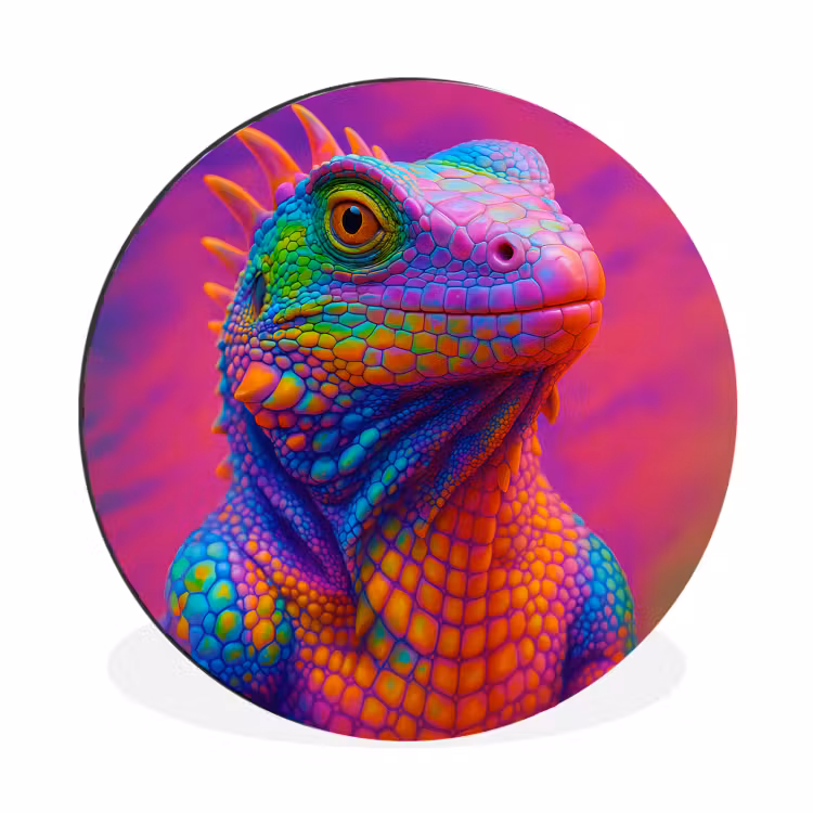 Wandcirkel Aluminium – Kameleon - Dieren - Neon - Kleur — 1