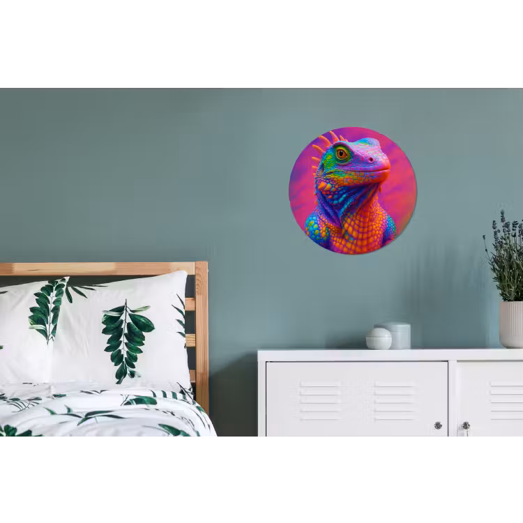 Wandcirkel Aluminium – Kameleon - Dieren - Neon - Kleur — 4