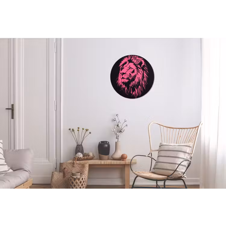 Wandcirkel Aluminium – Leeuw - Zwart - Roze - Neon — 2