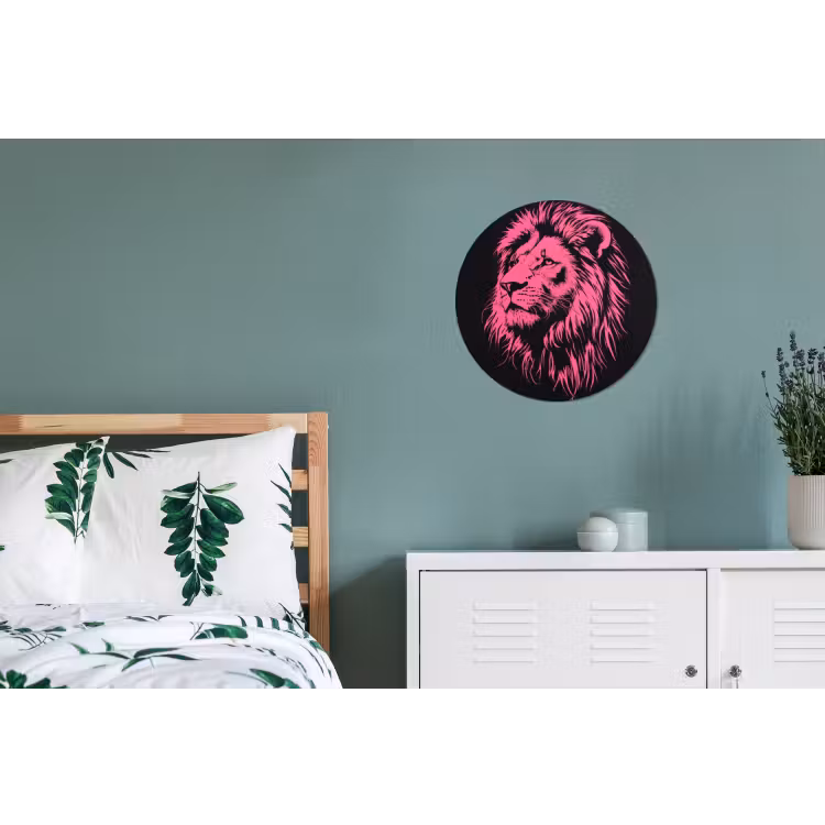 Wandcirkel Aluminium – Leeuw - Zwart - Roze - Neon — 4