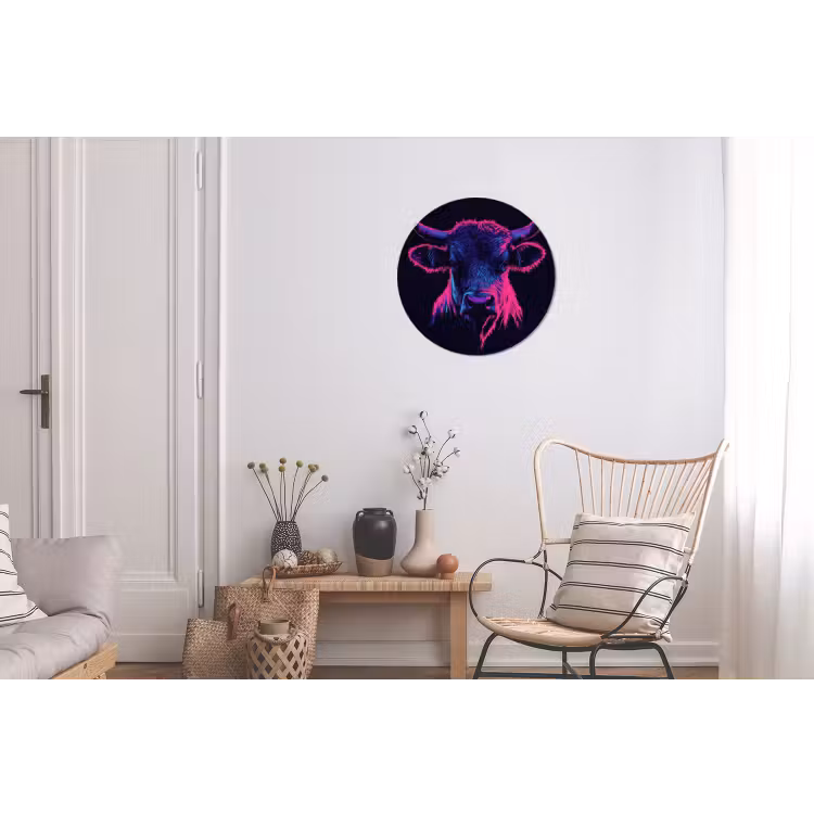 Wandcirkel Aluminium – Stier - Neon - Zwart - Kleur — 2