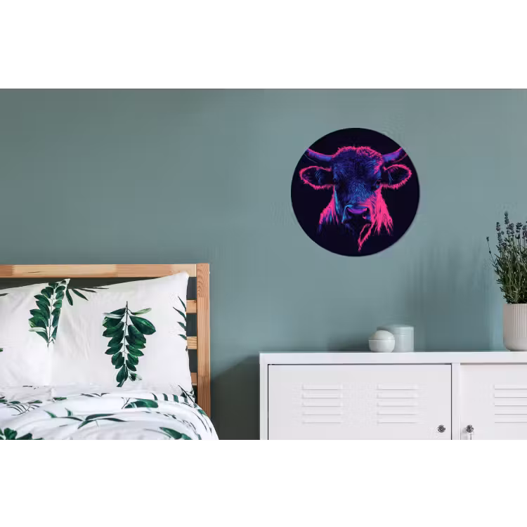 Wandcirkel Aluminium – Stier - Neon - Zwart - Kleur — 4