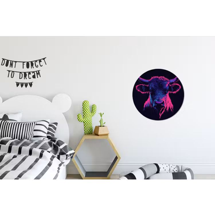 Wandcirkel Aluminium – Stier - Neon - Zwart - Kleur — 5